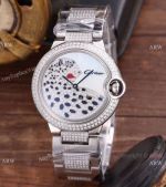 Swiss Cartier Ballon Bleu Leopard Dial Ladies Watch 18K White Gold case